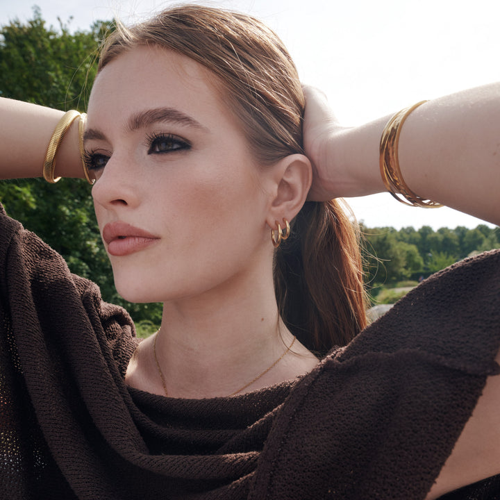 Hollie - øreringe med ring 21mm rustfrit stål