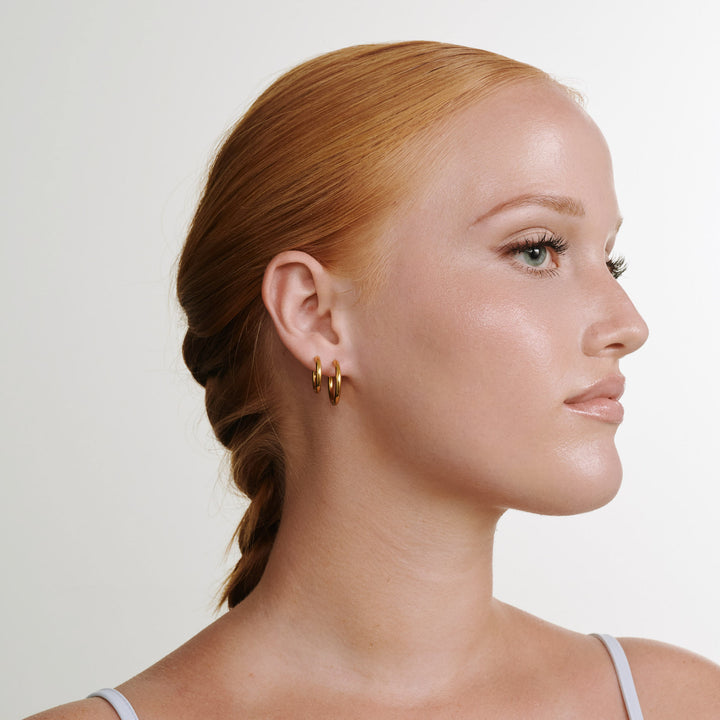 Hollie - øreringe med ring 21mm rustfrit stål