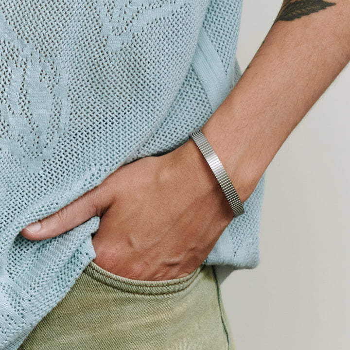 Tage - Ribbet Armring Armbånd Rustfrit Stål