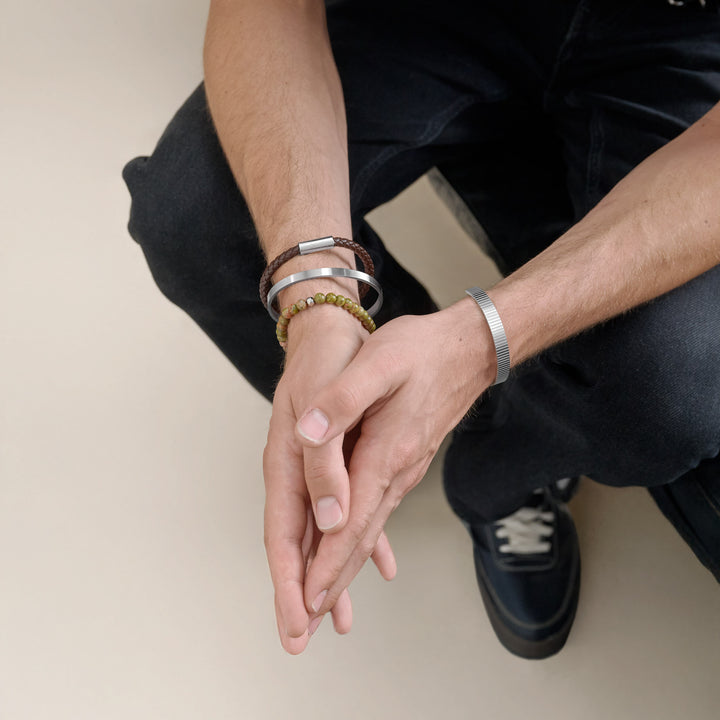 Tage - Ribbet Armring Armbånd Rustfrit Stål