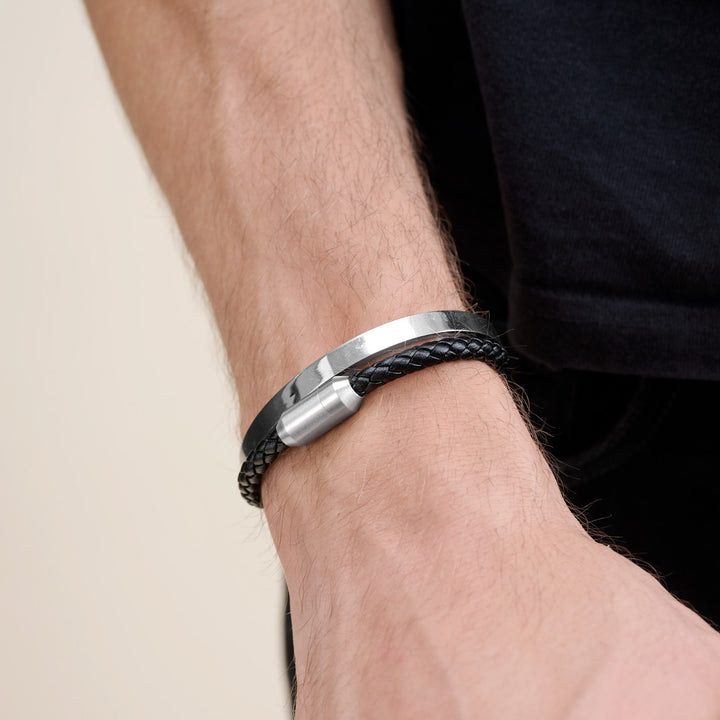 Oliver - Leather Bracelet Stainless Steel