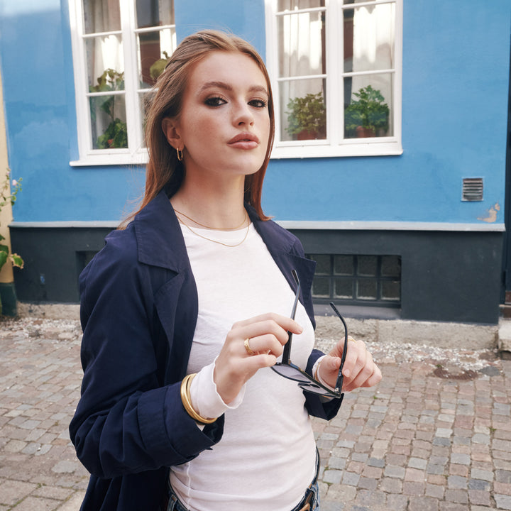 Pernille - Øreringe med ring i rustfrit stål