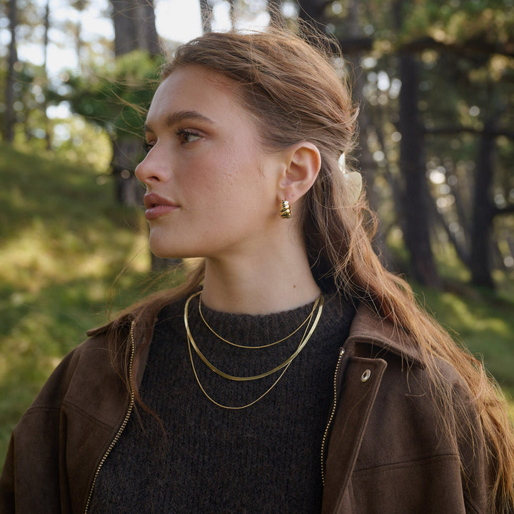 Naia - Croissant øreringe med ring i rustfrit stål