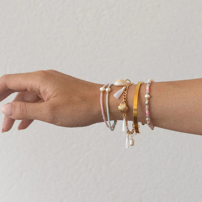 Nora - Tassle Cowrie Shell Pearl Chunky Armbånd