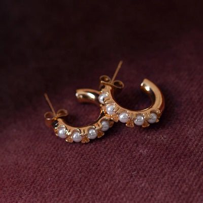 Estelle - Pearl Crown Hoop øreringe