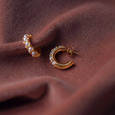 Estelle - Pearl Crown Hoop øreringe