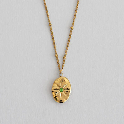 Delilah - Necklace with Gold Brick Crystal Pendant Stainless Steel