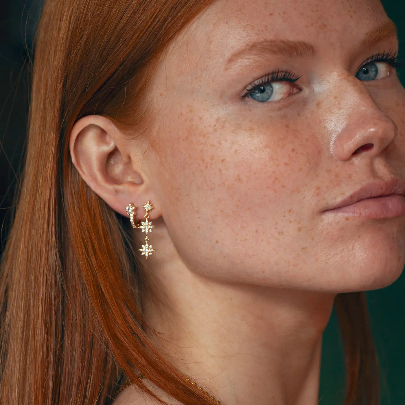 Aurora - Dinglende Crystal Star Stud øreringe
