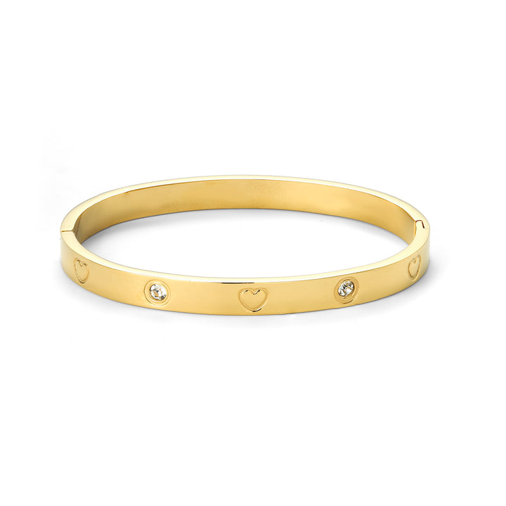 Gia - Crystal Heart Bangle Armbånd i Rustfrit Stål
