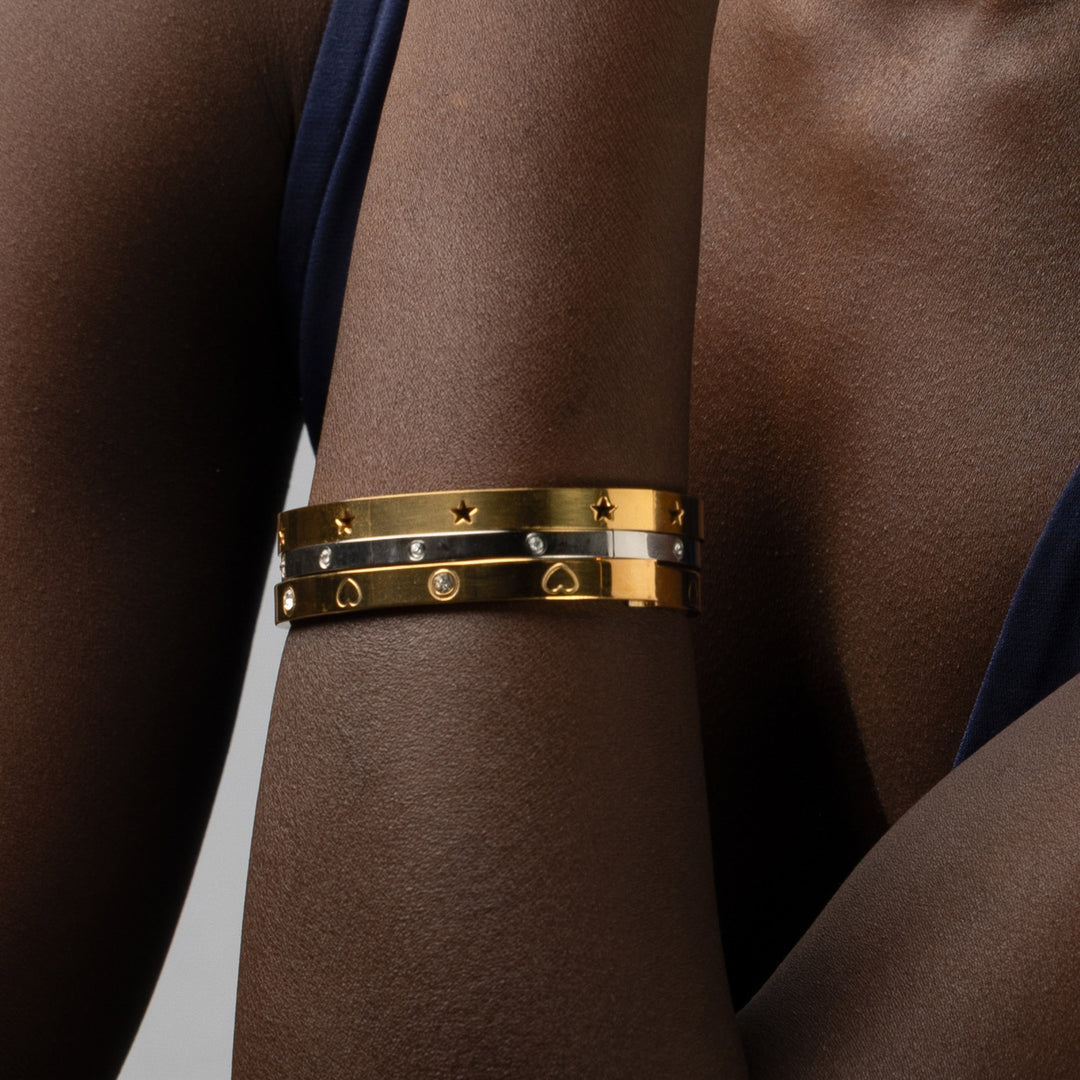 Gia - Crystal Heart Bangle Armbånd i Rustfrit Stål
