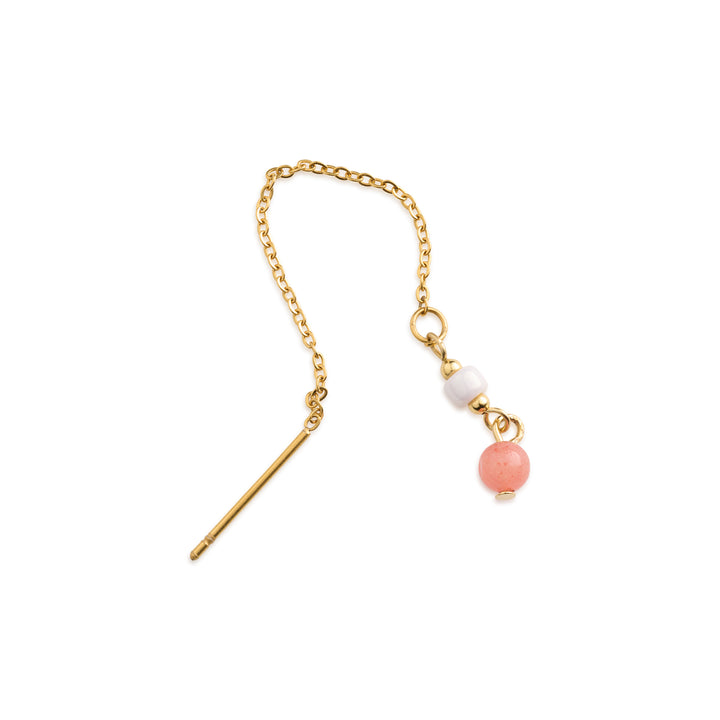 Ada - Coral Bead Chain Earrings Stainless Steel