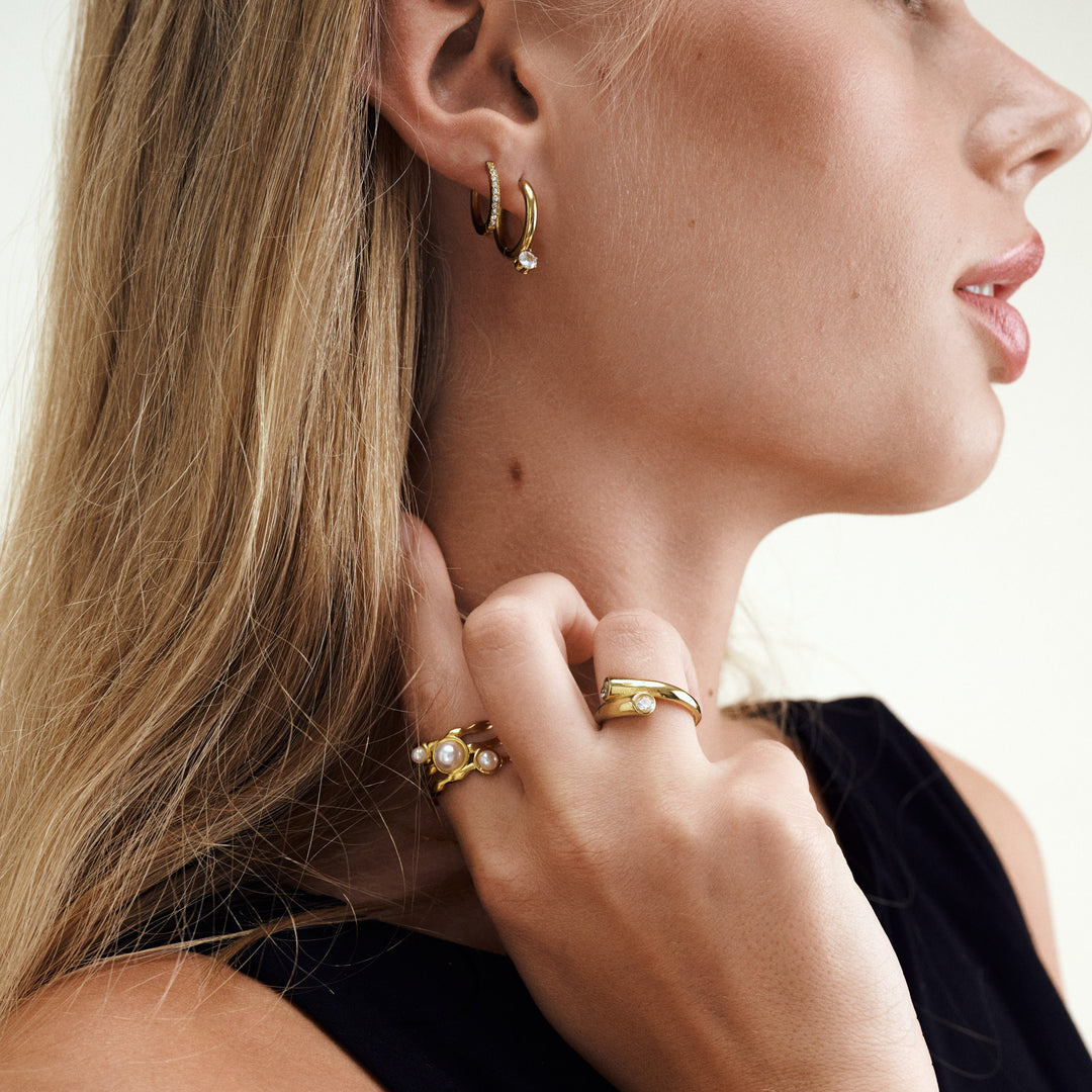 Nilea - Crystal Hoop Earrings Stainless Steel