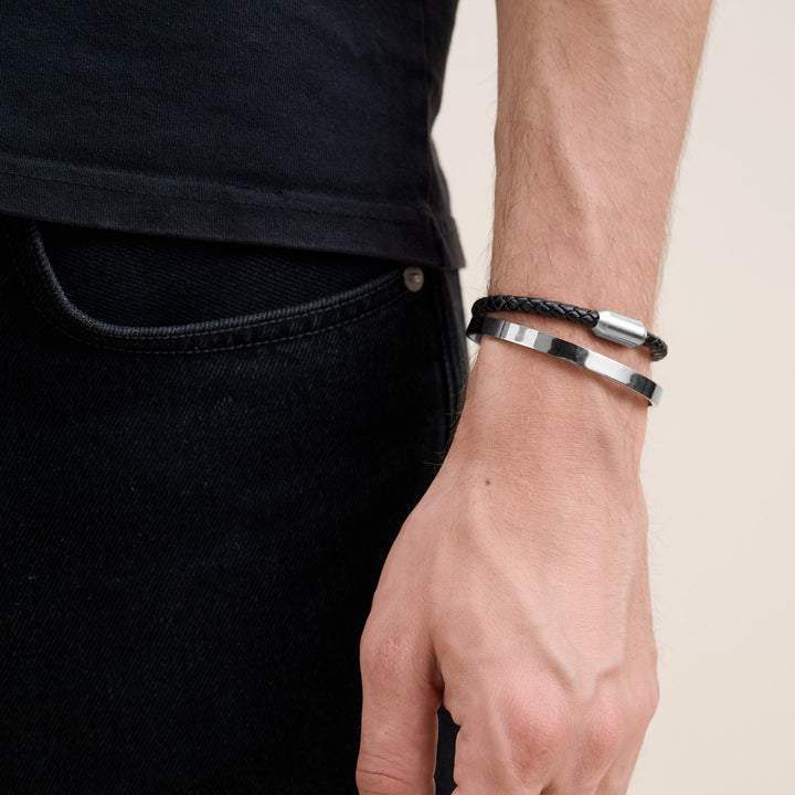 Oliver - Læderarmbånd Rustfrit Stål