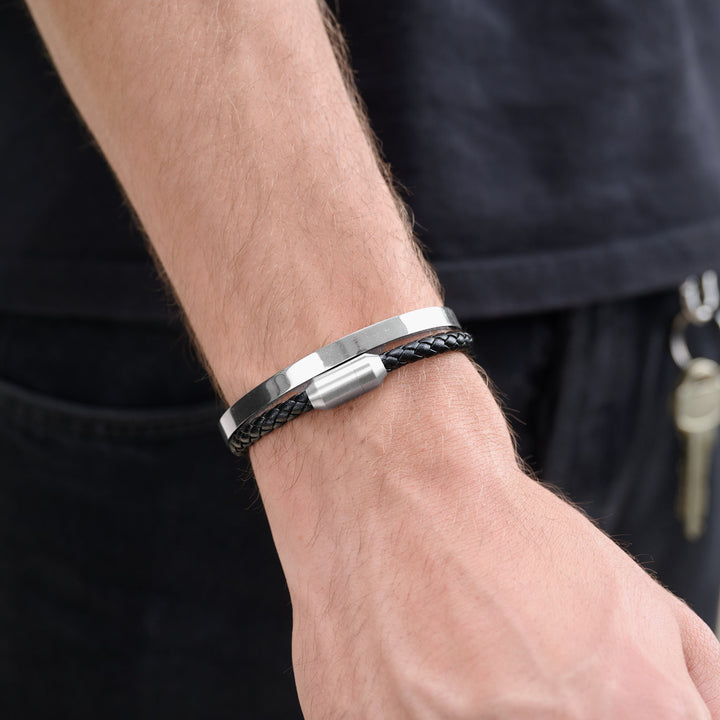 Oliver - Læderarmbånd Rustfrit Stål