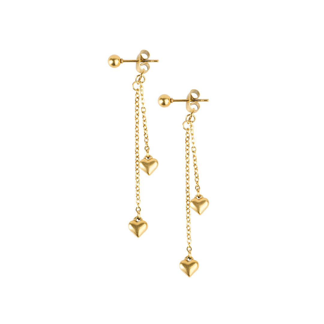 Nella - Heart Chain Earrings Stainless Steel