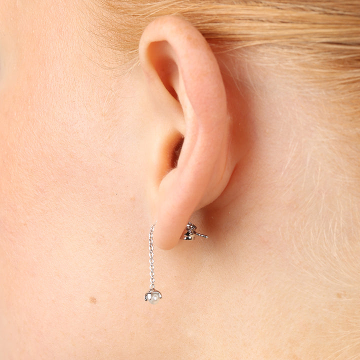 Jill - Pearl Chain Earrings Stainless Steel