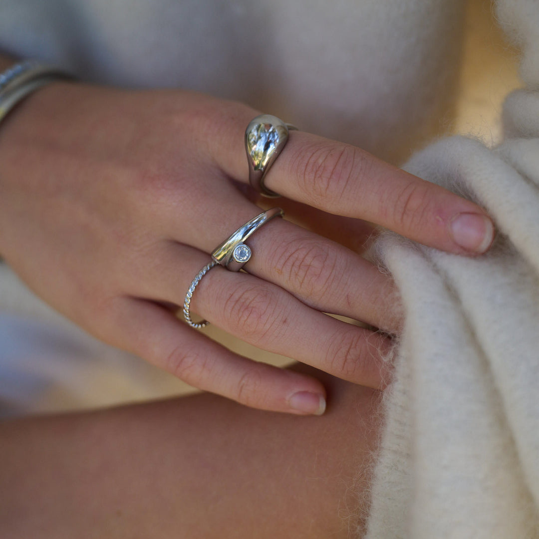 Tomine - Krystal Kram Ring Rustfrit Stål