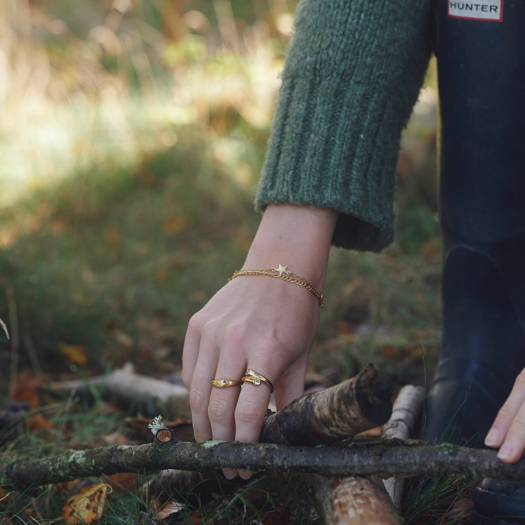 Tomine - Krystal Kram Ring Rustfrit Stål