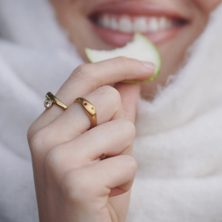 Tomine - Krystal Kram Ring Rustfrit Stål