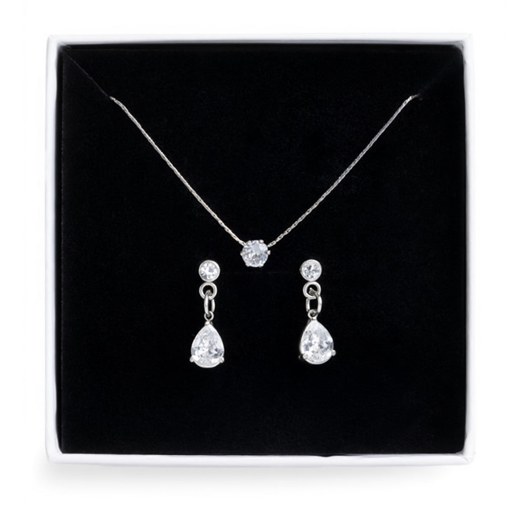 Crystal Necklace & Earrings Set in Stainless Steel | Timi of Sweden