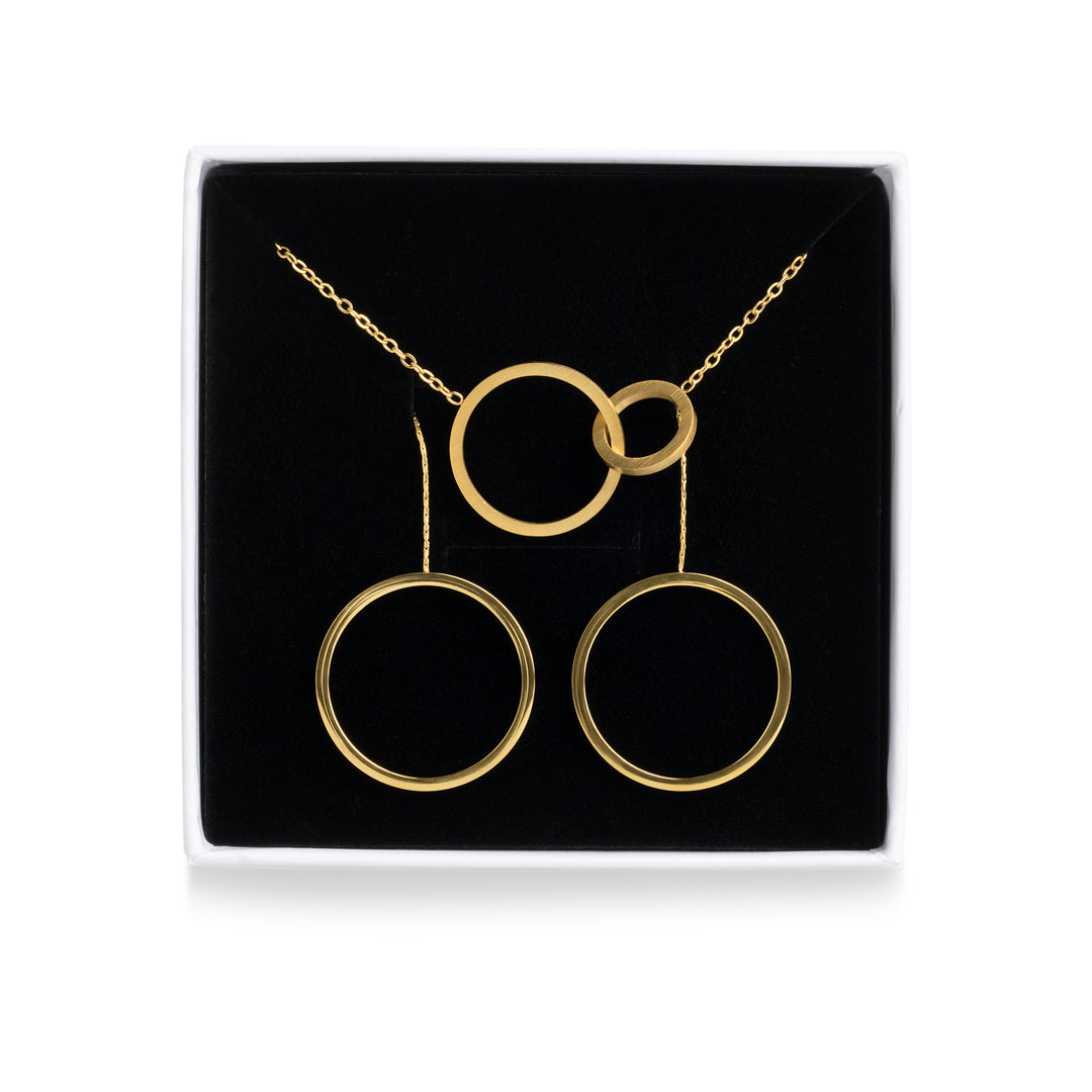 Cirkel halskæde og øreringe sæt rustfrit stål