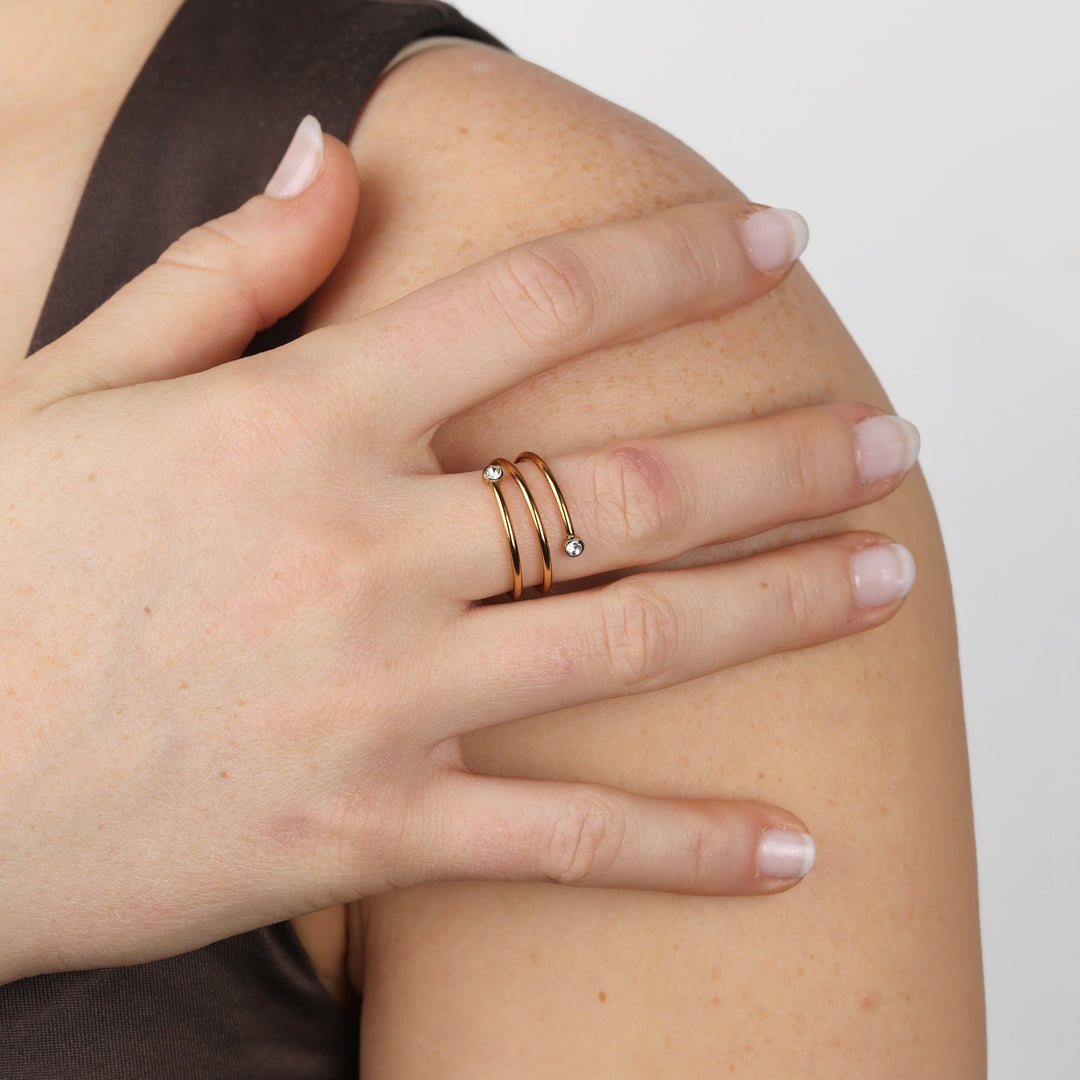 Lykke - Crystal Swirl Ring Stainless Steel