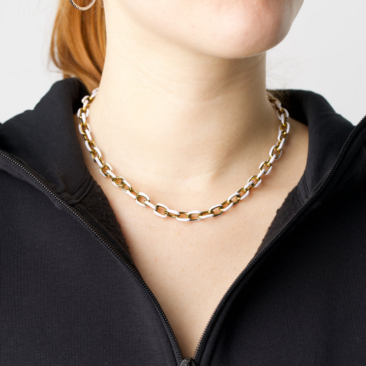 Ines - Farverig Kæde Halskæde i Rustfrit Stål