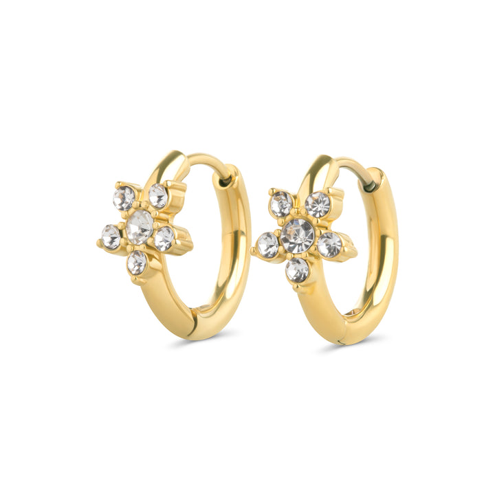 Helia - Krystal øreringe med ring i rustfrit stål