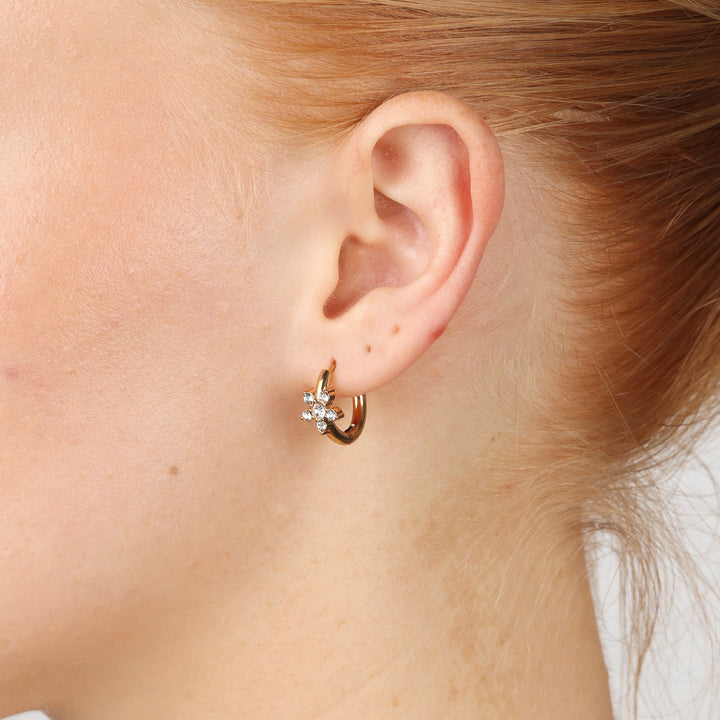 Helia - Krystal øreringe med ring i rustfrit stål