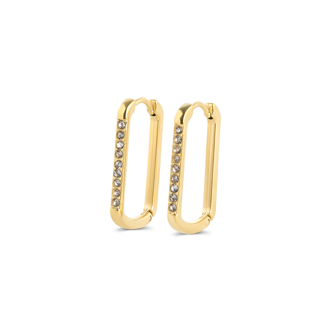 Celeste - Krystal øreringe med ring i rustfrit stål