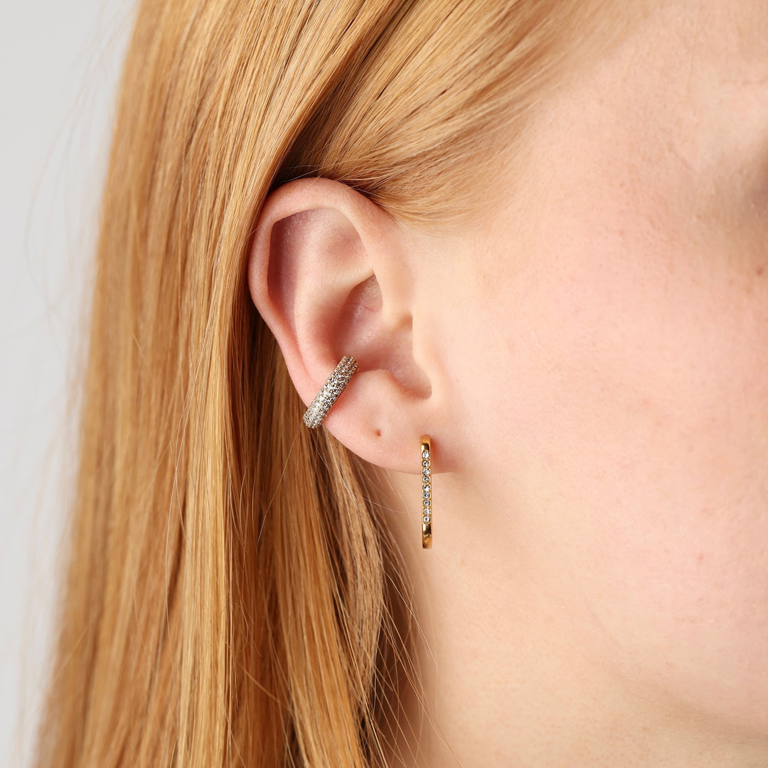 Celeste - Krystal øreringe med ring i rustfrit stål