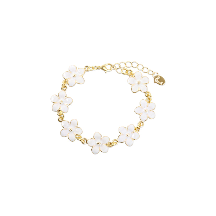 Adeline - Emaljeret blomsterkæde armbånd hvid