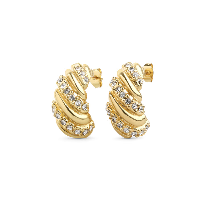 Coco - Croissant Crystal Stud Earrings Stainless S