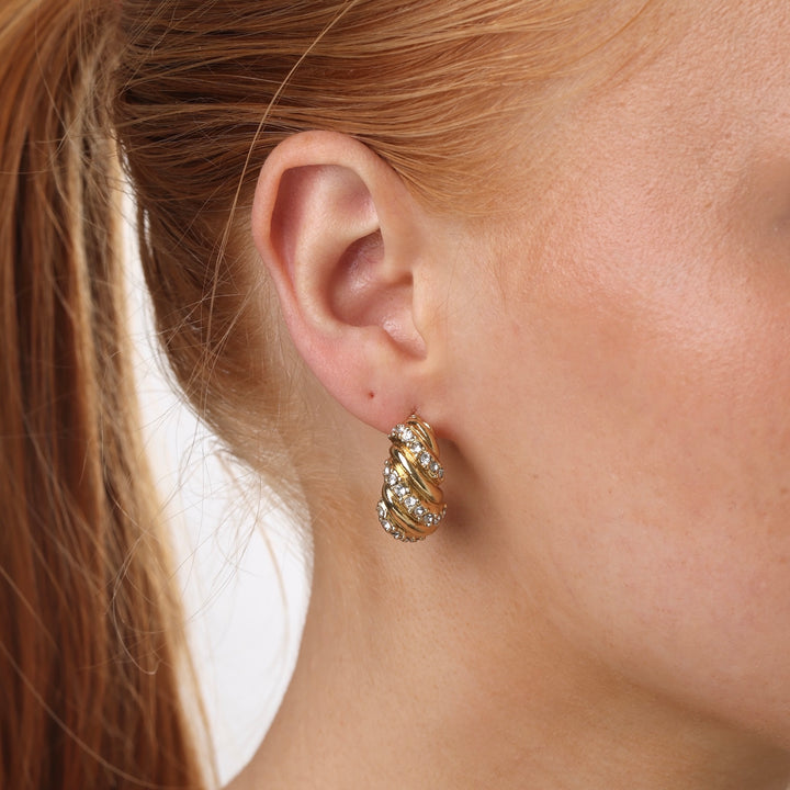 Coco - Croissant Crystal Stud Earrings Stainless S