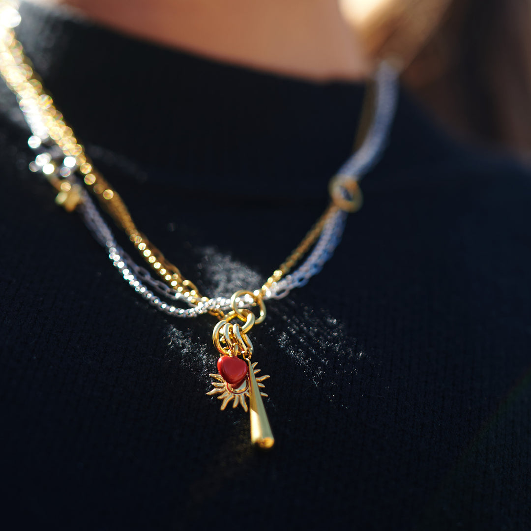 Onyx - Layered Chain Necklace Stainless Steel