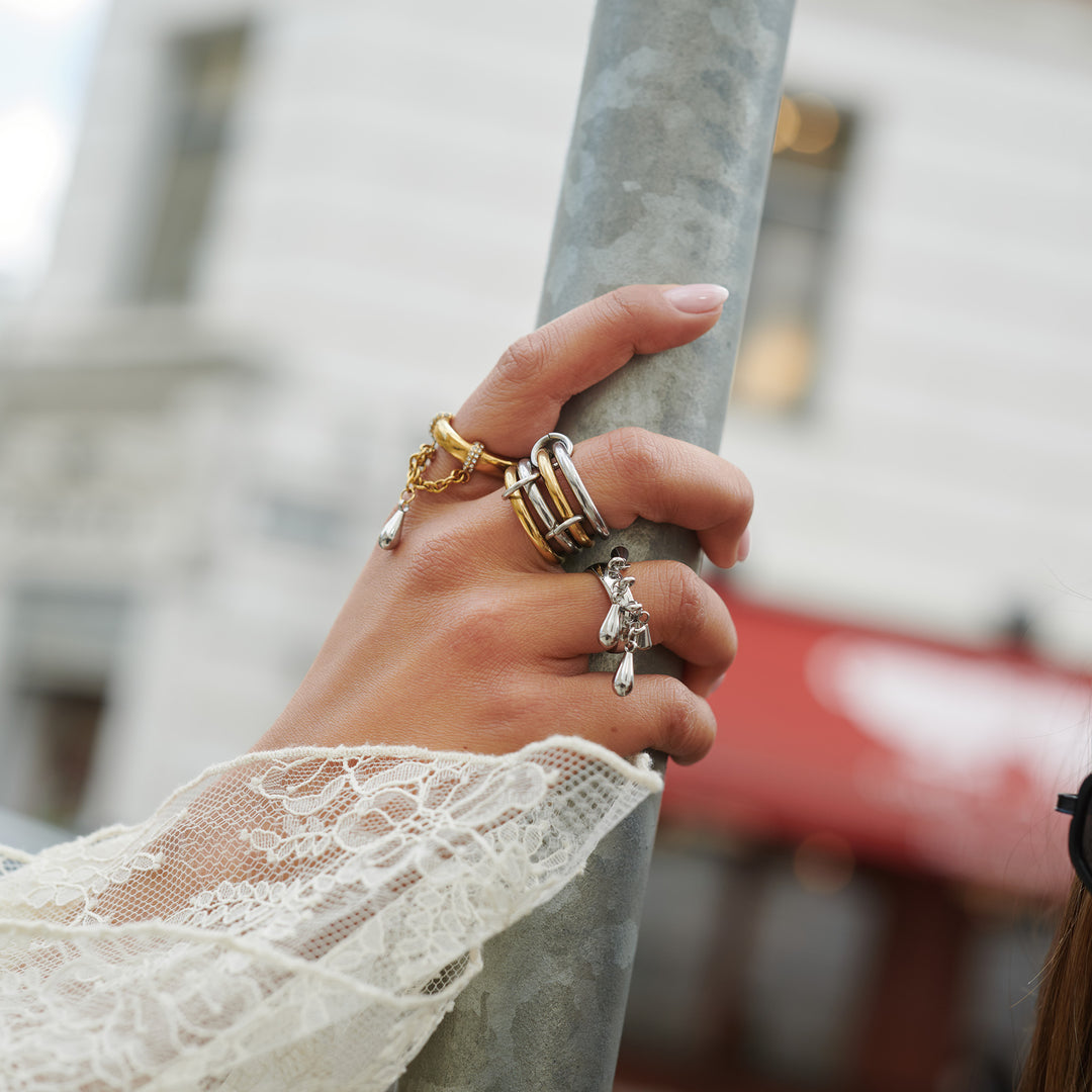 Storm - Duo Drop Ring Rustfrit Stål