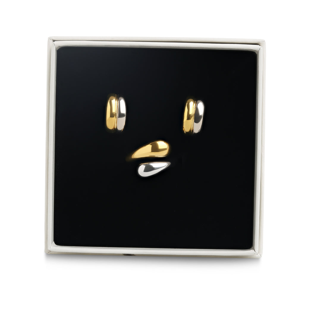 Jewellery Set - Mixed Metal Earrings & Ring Stainl