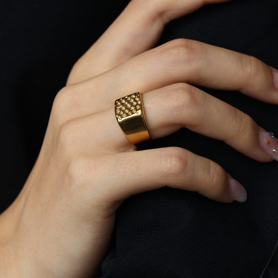 Blythe – signetring i rustfrit stål, guld | Timi of Sweden