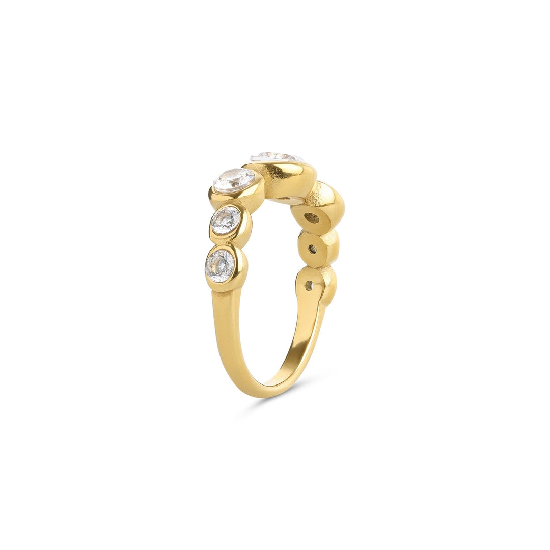 Noell – ring med krystal i rustfrit stål, guld | Timi of Sweden
