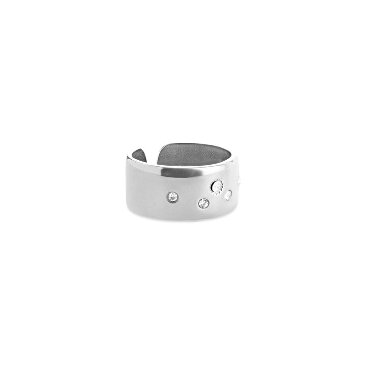 Bahi – crystal statement ring in stainless steel, silver | Timi of Sweden