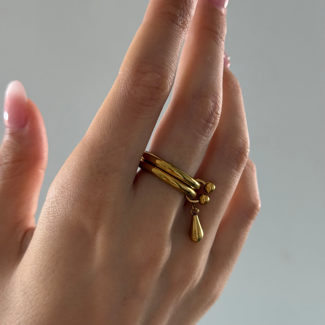 Storm - Duo Drop Ring Rustfrit Stål