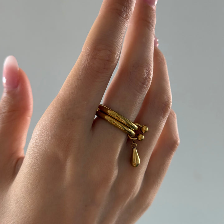 Storm - Duo Drop Ring Rustfrit Stål