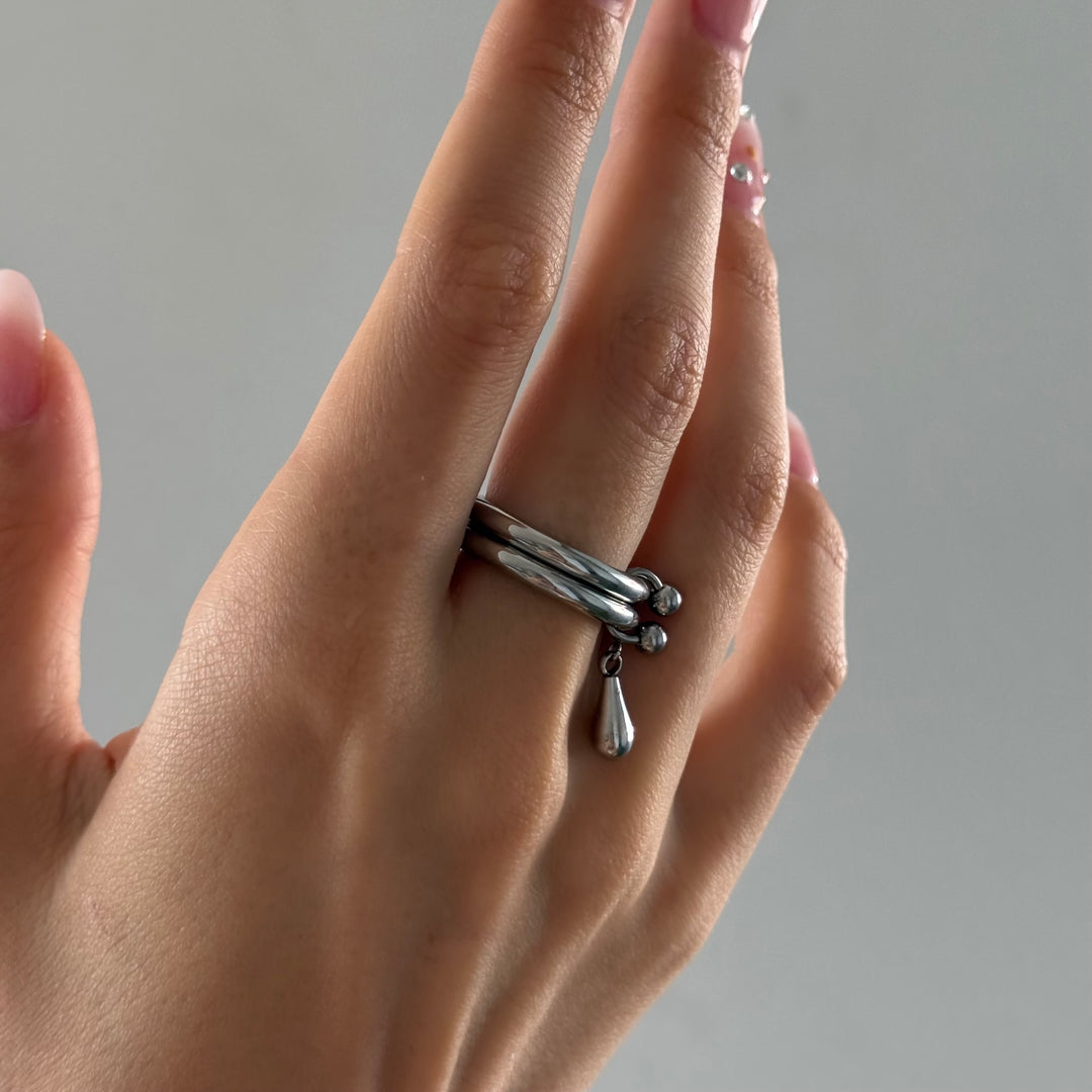 Storm - Duo Drop Ring Rustfrit Stål