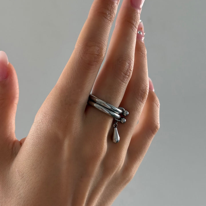 Storm - Duo Drop Ring Rustfrit Stål