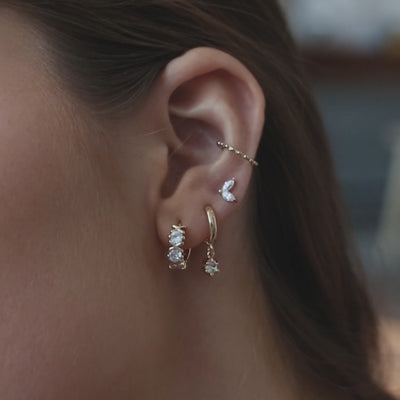 Olivia - Hvid Crystal Hoop Øreringe
