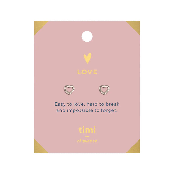 Love Heart Outline Earrings Silver