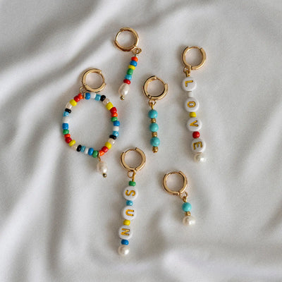 Bead Hoop Earrings SUN | Summer