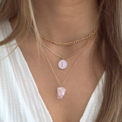 Rose Quartz øreringe og halskæde sæt