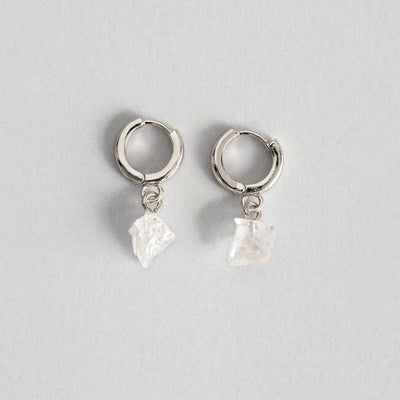 Semi Precious Hoop Earrings, Silver