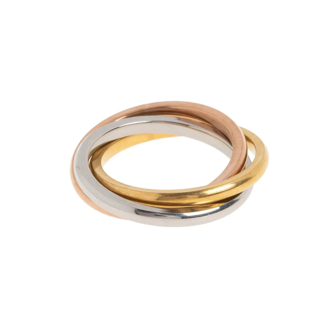 Jules - Trefarvet ring i rustfrit stål